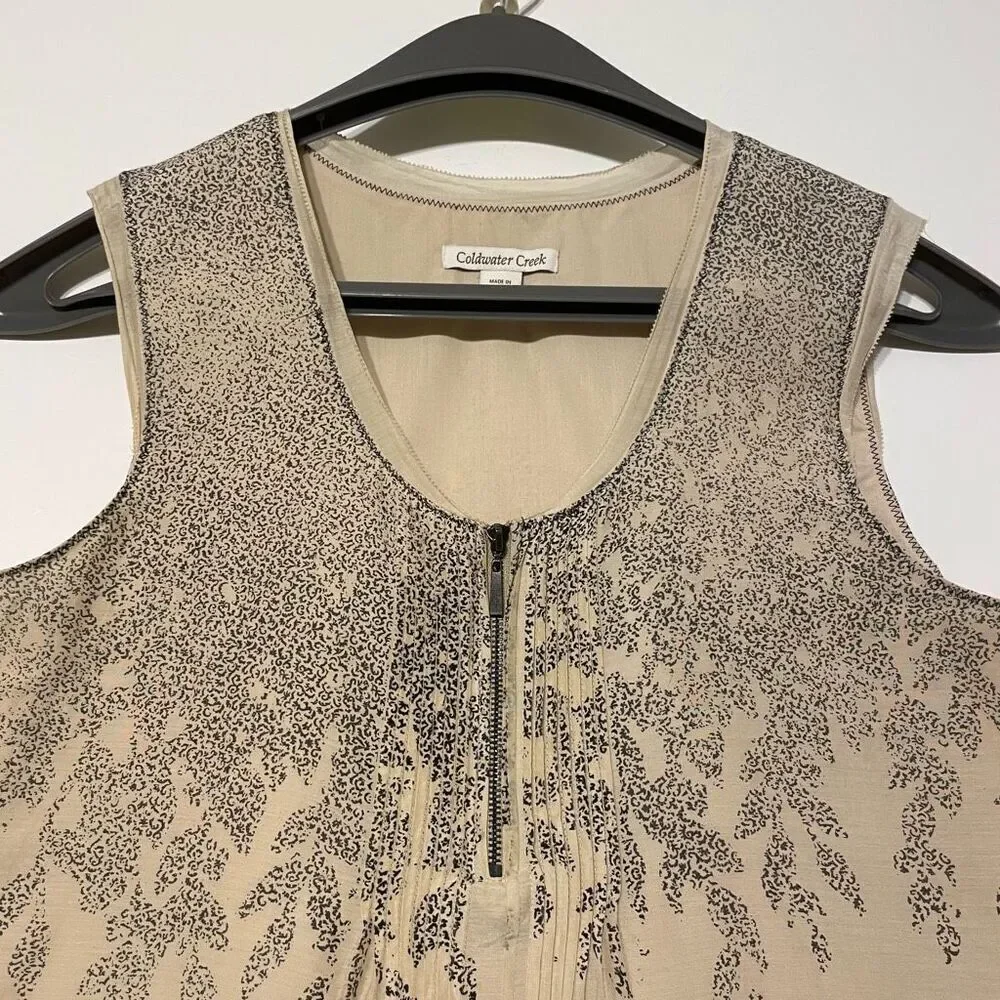 Coldwater Creek Cotton/Silk Blend Sleeveless Top, M boho, hippie, mature summer